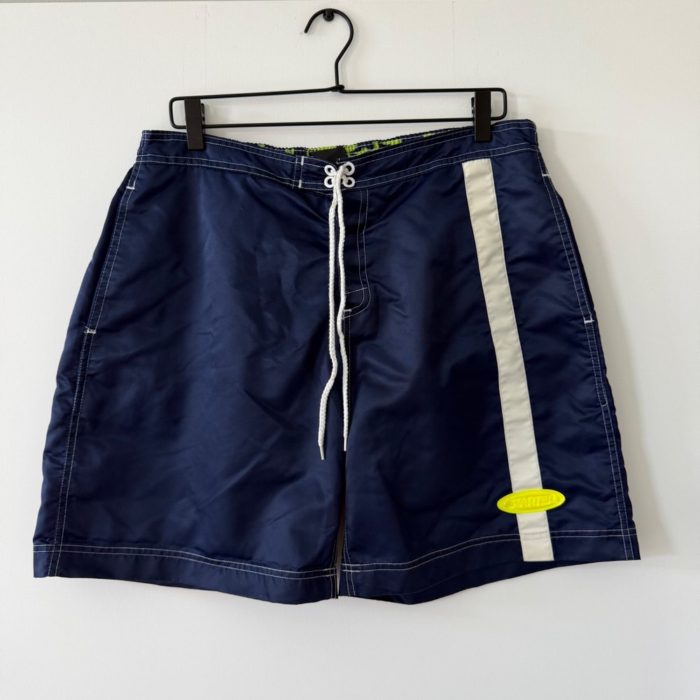 Starter Mens Vintage Navy Blue Swim Trunks Board Shorts Mesh Lining Medium